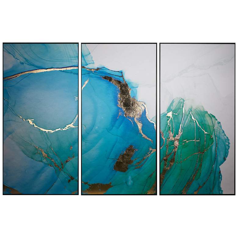 Image 1 Sunpan Blue Lagoon (Set of 3) 30" X 60" Charcoal Floater Frame