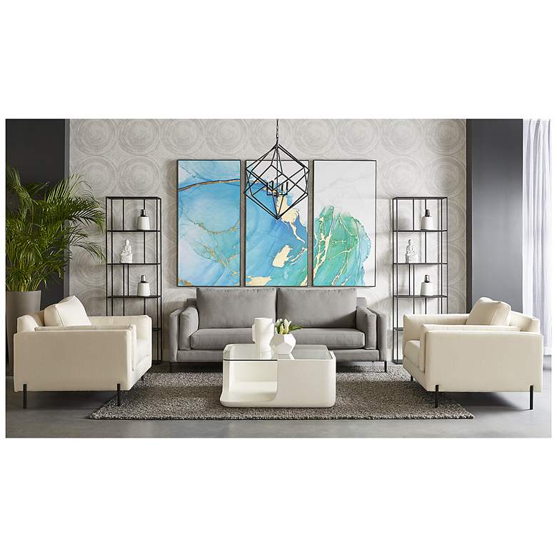 Image 7 Sunpan Blue Lagoon (Set of 3) 30" X 60" Charcoal Floater Frame more views