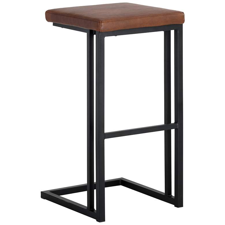 Image 1 Sunpan Boone Barstool Black Bravo Cognac Set of 2