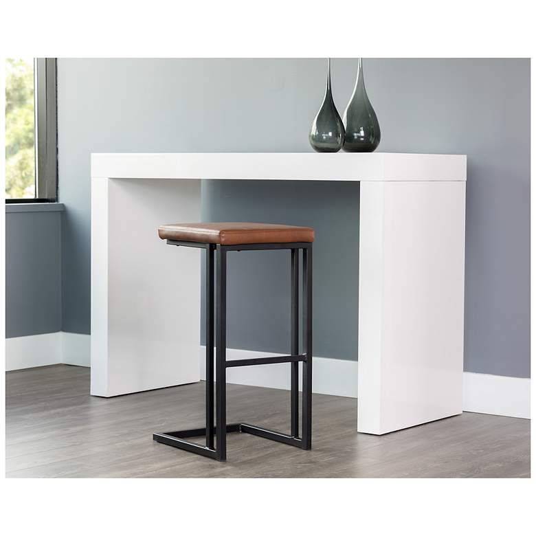 Image 5 Sunpan Boone Barstool Black Bravo Cognac Set of 2 more views