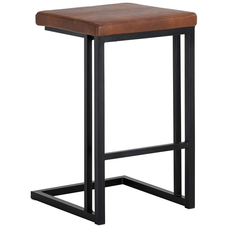 Image 1 Sunpan Boone Counter Stool Black Bravo Cognac Set of 2