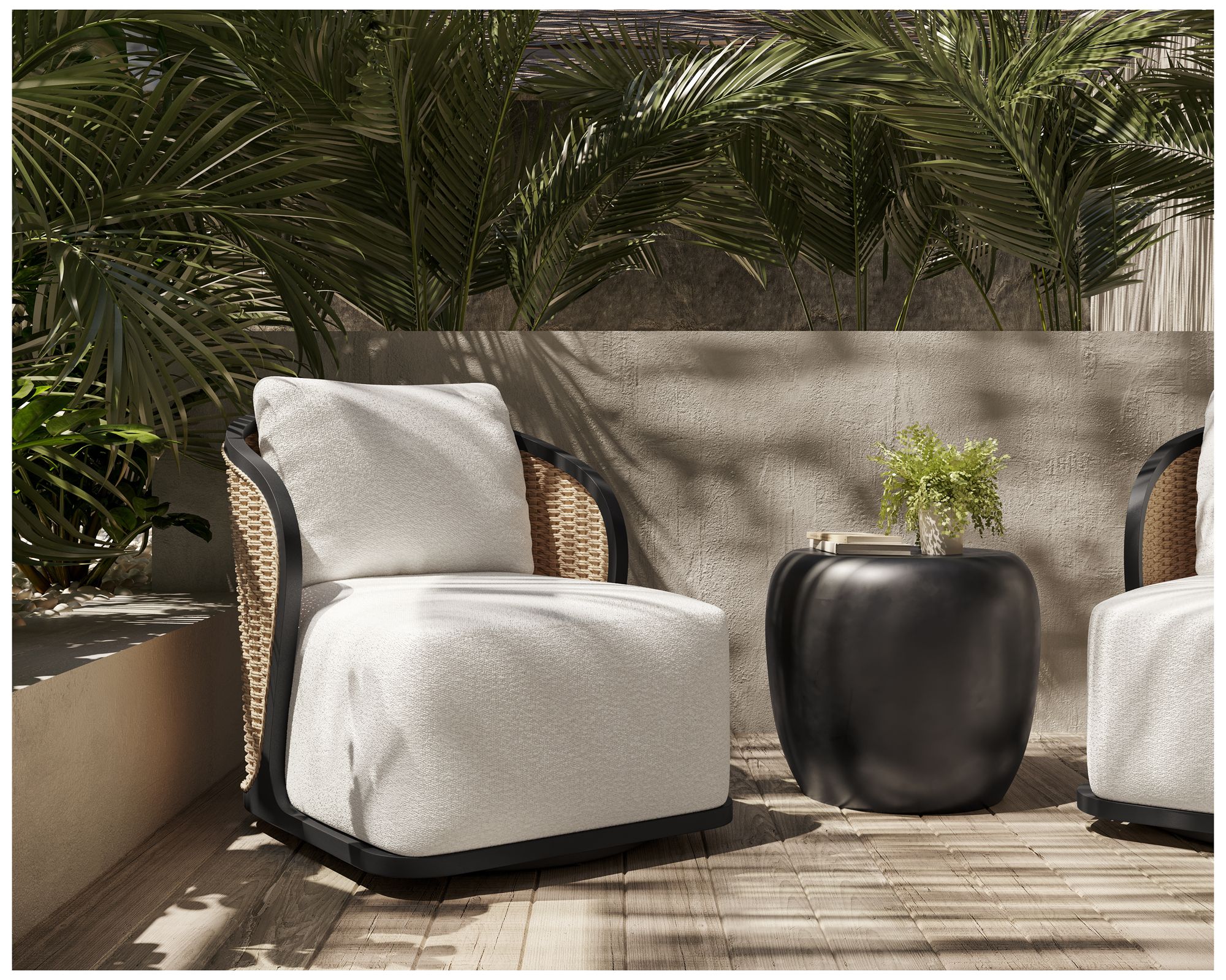 Sunpan Bora Swivel Armchair Louis Cream