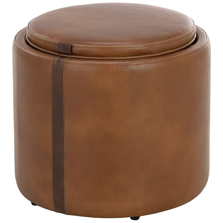 Image 3 Sunpan Borelli Storage Ottoman Tobacco Tan and Autumn Chestnut more views