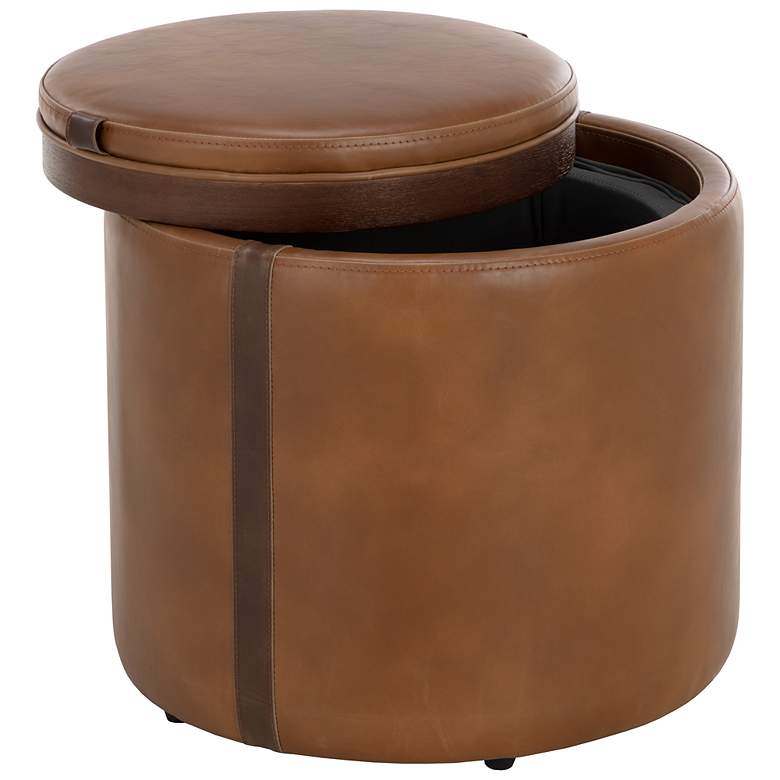 Image 4 Sunpan Borelli Storage Ottoman Tobacco Tan and Autumn Chestnut more views