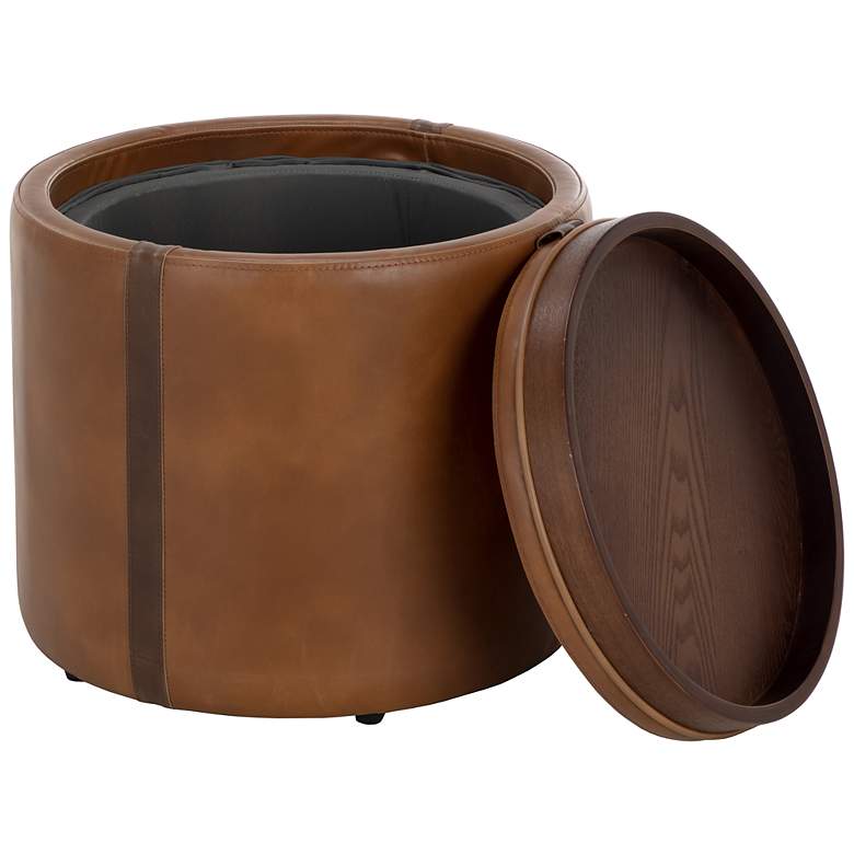 Image 5 Sunpan Borelli Storage Ottoman Tobacco Tan and Autumn Chestnut more views