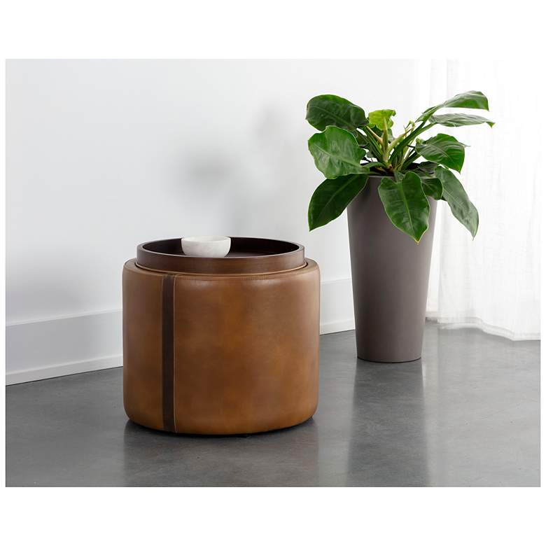 Image 6 Sunpan Borelli Storage Ottoman Tobacco Tan and Autumn Chestnut more views