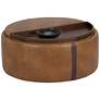 2_Sunpan Borelli Wheeled Storage Ottoman Tobacco Tan and Autumn Chestnut more views