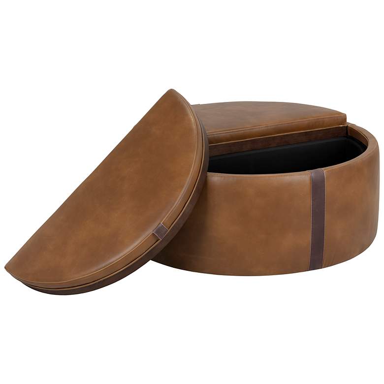 Image 5 Sunpan Borelli Wheeled Storage Ottoman Tobacco Tan and Autumn Chestnut more views