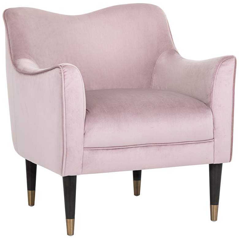 Image 3 Sunpan Bow 29" Wide Blush Pink Sky Velvet Fabric Armchair