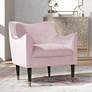 2_Sunpan Bow 29" Wide Blush Pink Sky Velvet Fabric Armchair