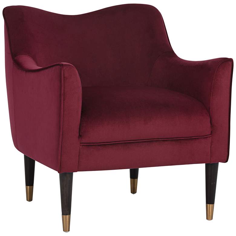 Image 3 Sunpan Bow 29" Wide Burgundy Red Sky Velvet Fabric Armchair