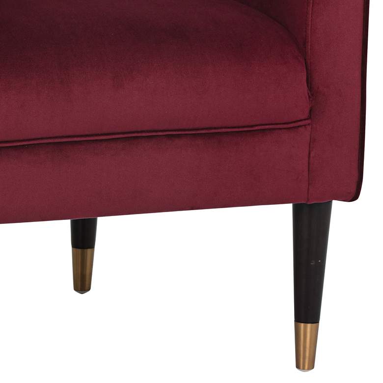 Image 4 Sunpan Bow 29" Wide Burgundy Red Sky Velvet Fabric Armchair more views