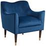 2_Sunpan Bow 29" Wide Modern Blue Sky Velvet Fabric Armchair