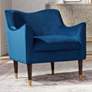 1_Sunpan Bow 29" Wide Modern Blue Sky Velvet Fabric Armchair