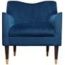 6_Sunpan Bow 29" Wide Modern Blue Sky Velvet Fabric Armchair more views