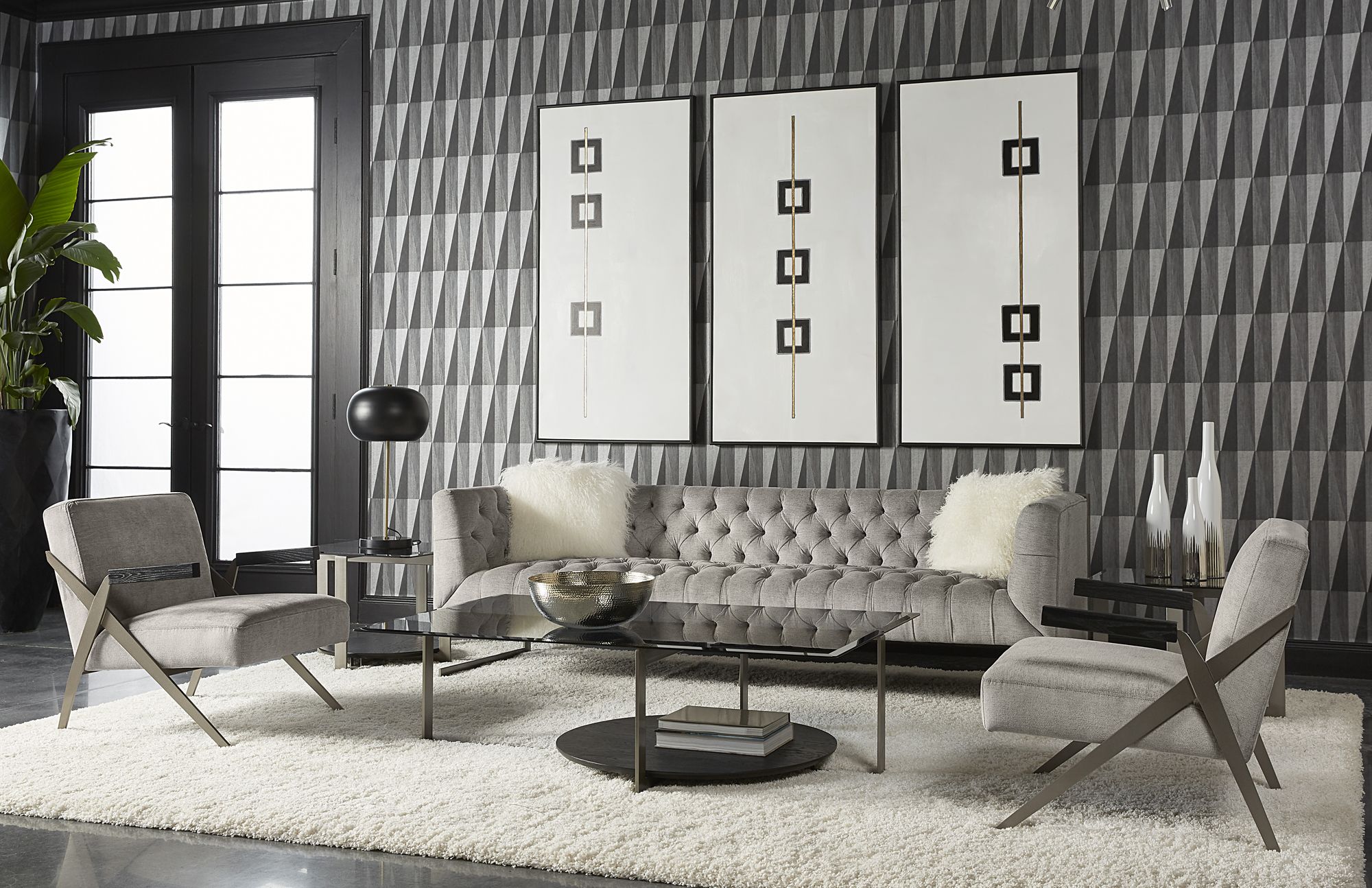 Image 2 Sunpan Boxed In (Set of 3) 30" X 60" Black Floater Frame more views