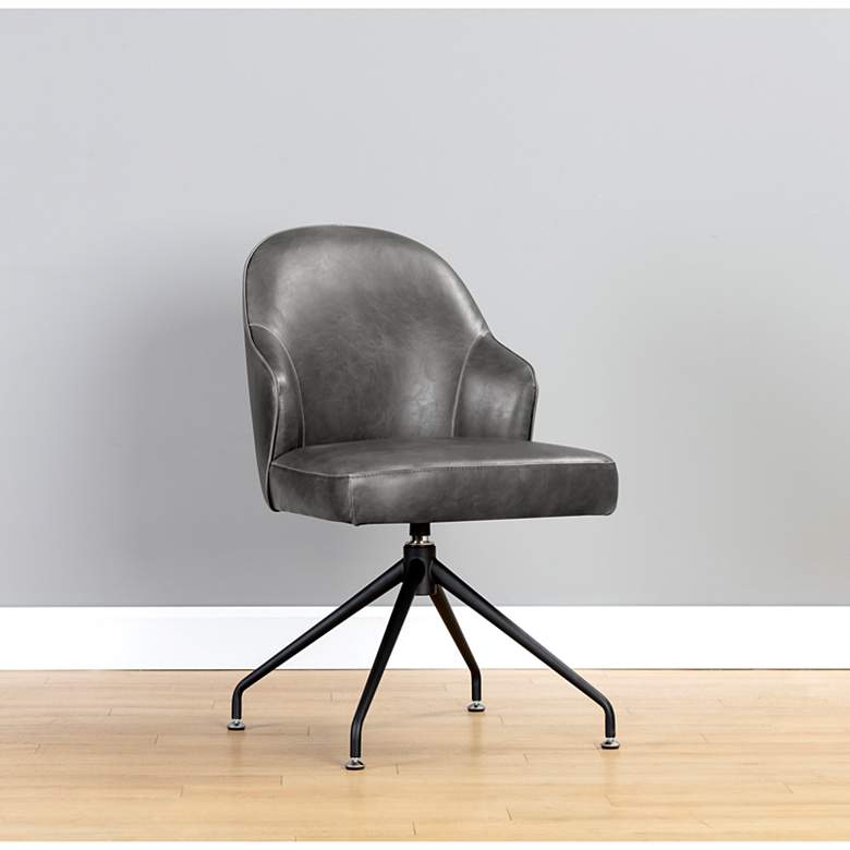Image 1 Sunpan Bretta Swivel Dining Chair Overcast Gray