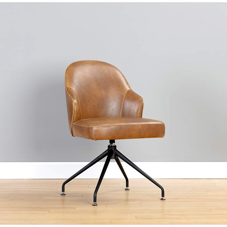 Image 1 Sunpan Bretta Swivel Dining Chair Tobacco Tan