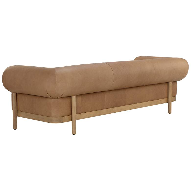 Image 3 Sunpan Bromley Sofa Rustic Oak Ludlow Sesame Leather more views