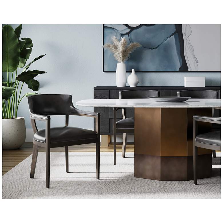 Image 5 Sunpan Brylea Dining Armchair Brown Brentwood Charcoal Leather more views