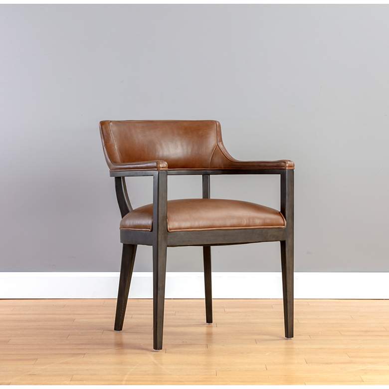 Image 1 Sunpan Brylea Dining Armchair Brown Shalimar Tobacco Leather