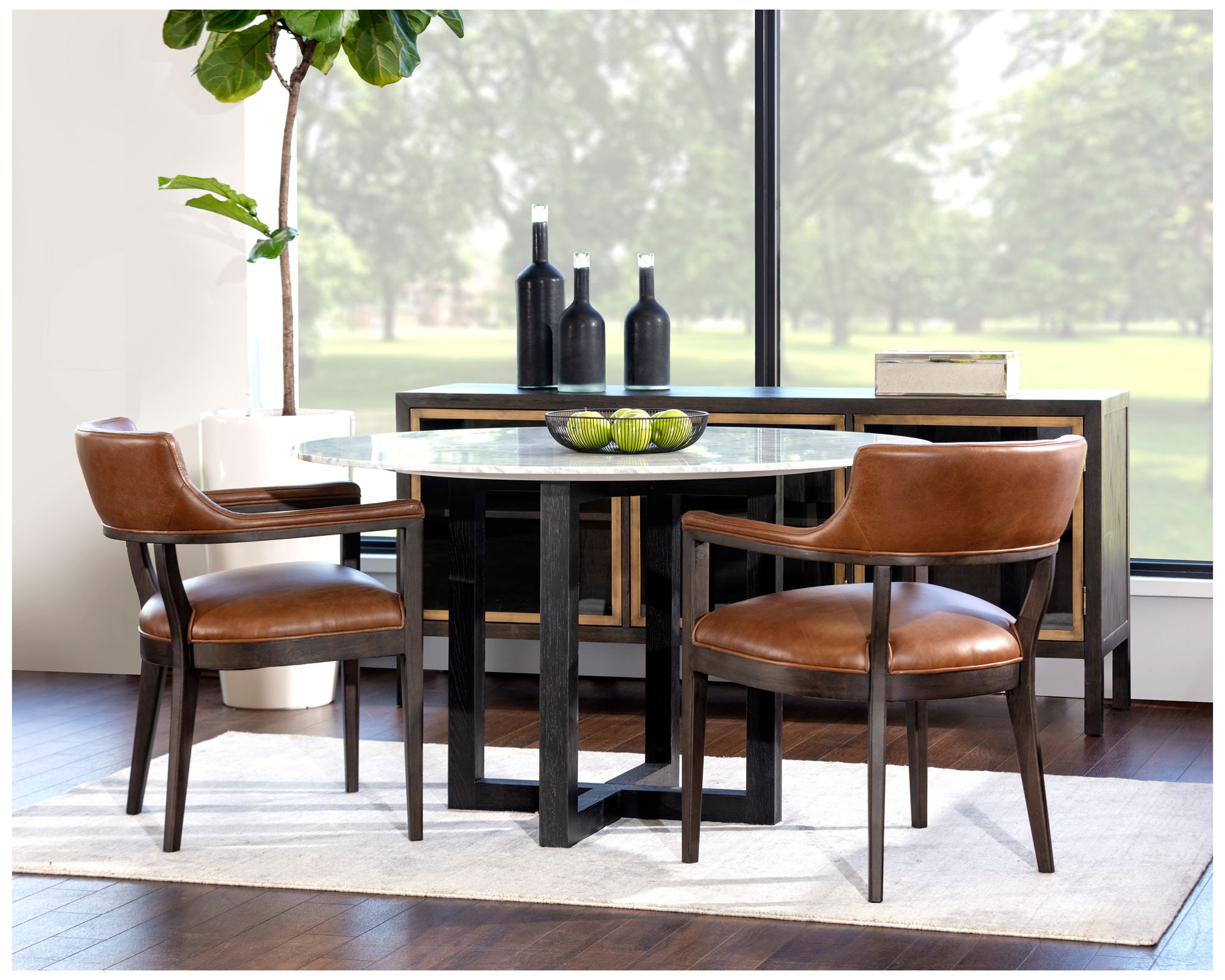 Sunpan Brylea Dining Armchair Brown Shalimar Tobacco Leather