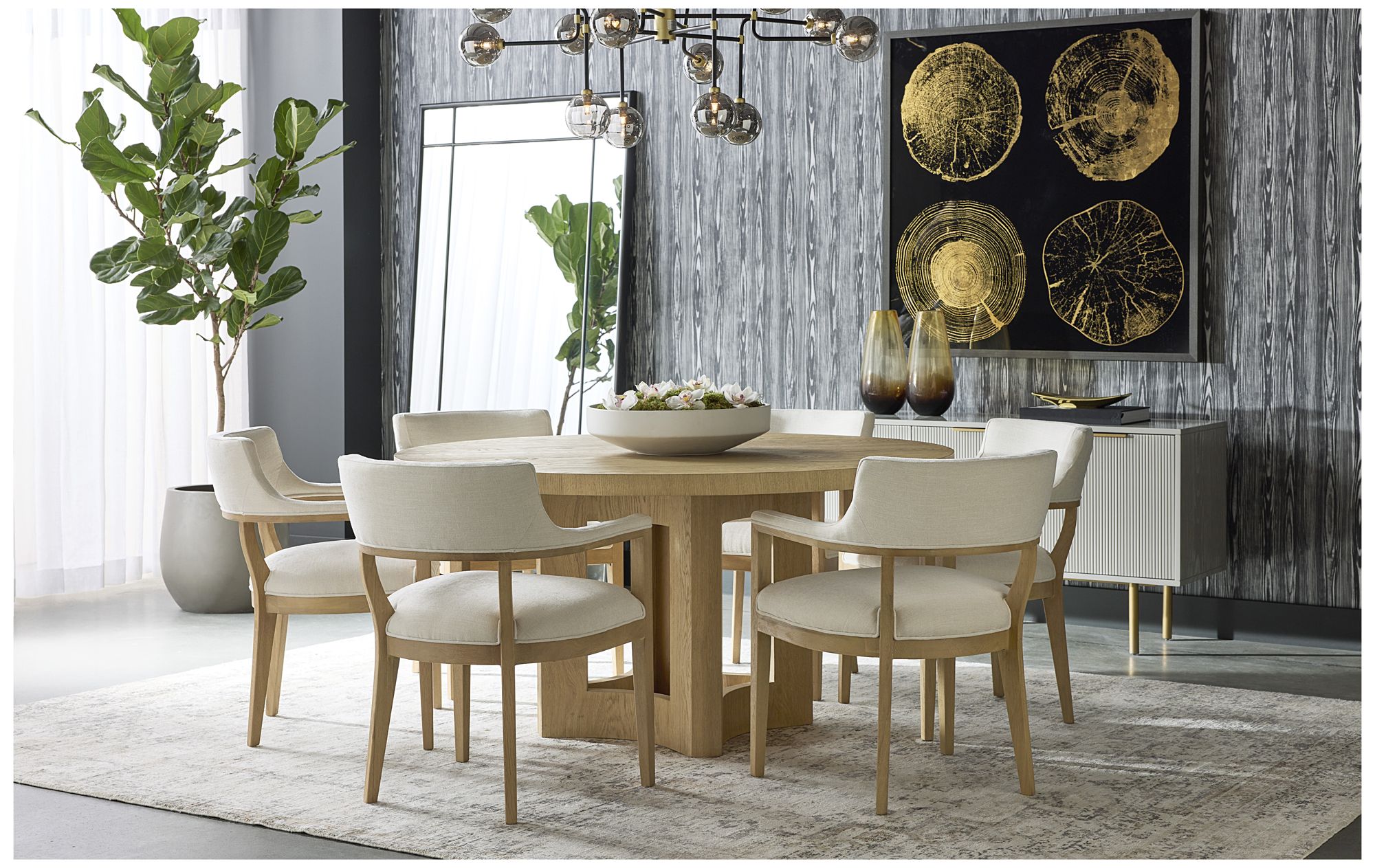 Sunpan Brylea Dining Armchair Natural Heather Ivory Tweed