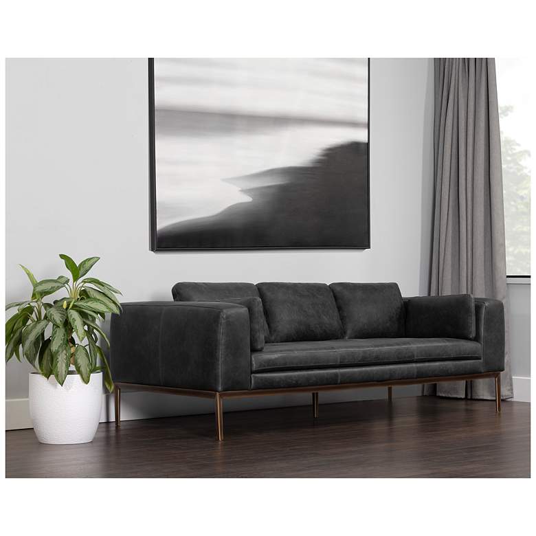 Image 5 Sunpan Burr Sofa Serbia Black Leather more views