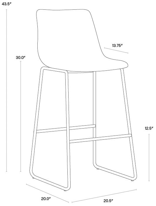 Sunpan Cal Barstool Antique Black Set of 2