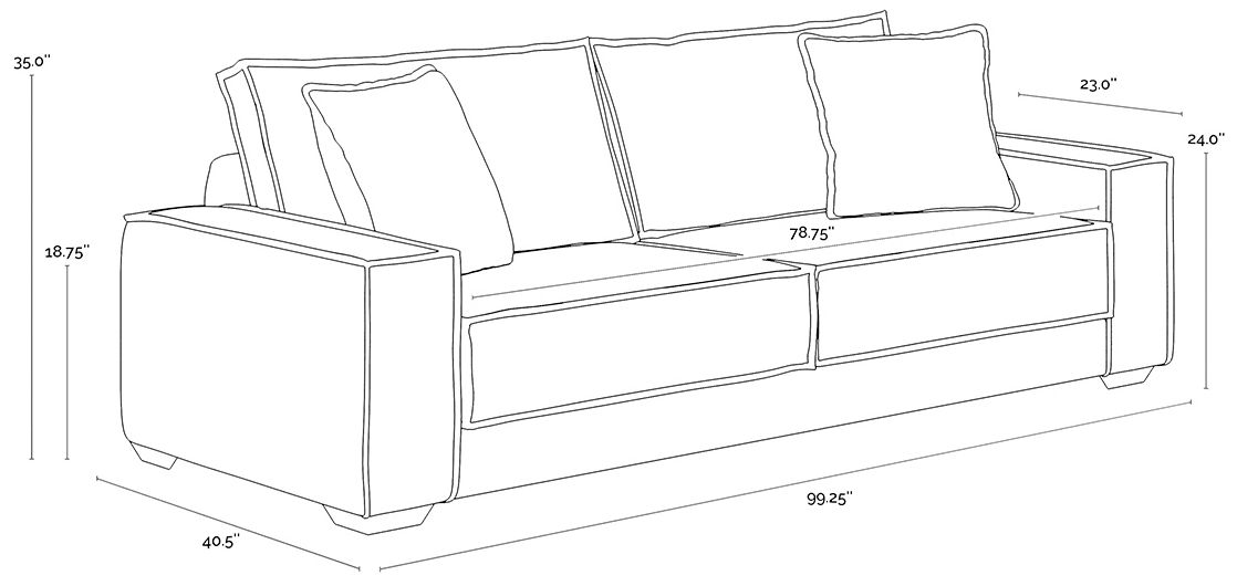 Sunpan Calista Sofa Navarro Pewter