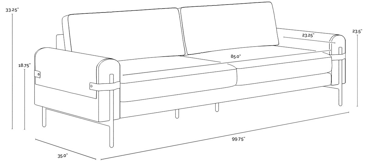 Sunpan Camus Sofa Ludlow Sesame Leather