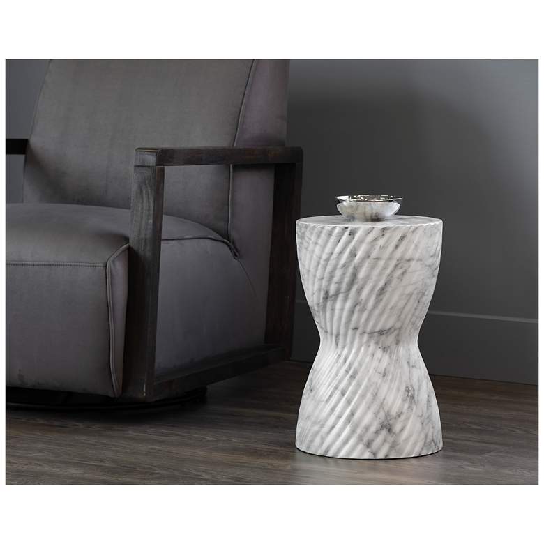 Image 4 Sunpan Cara End Table Marble Look White more views