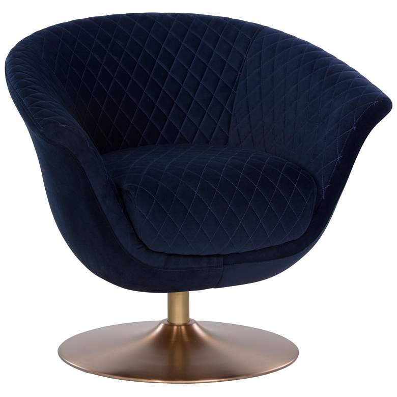 Image 2 Sunpan Carine Swivel Lounge Chair Quilted Abbington Navy