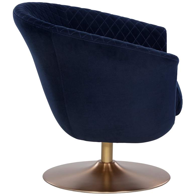 Image 4 Sunpan Carine Swivel Lounge Chair Quilted Abbington Navy more views