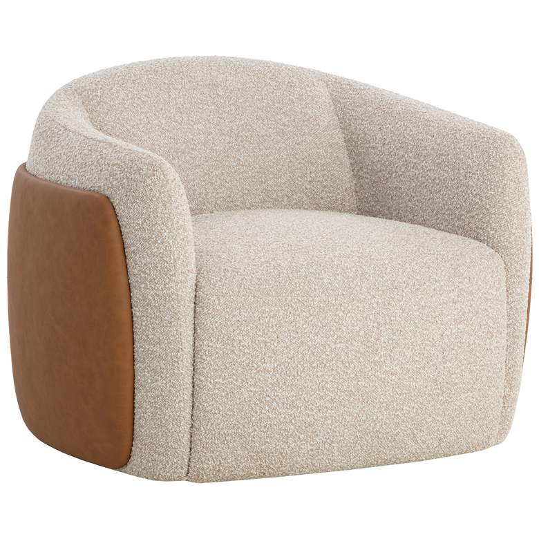 Image 1 Sunpan Caris Swivel Lounge Chair Santa Cruz Oatmeal and Milliken Cognac