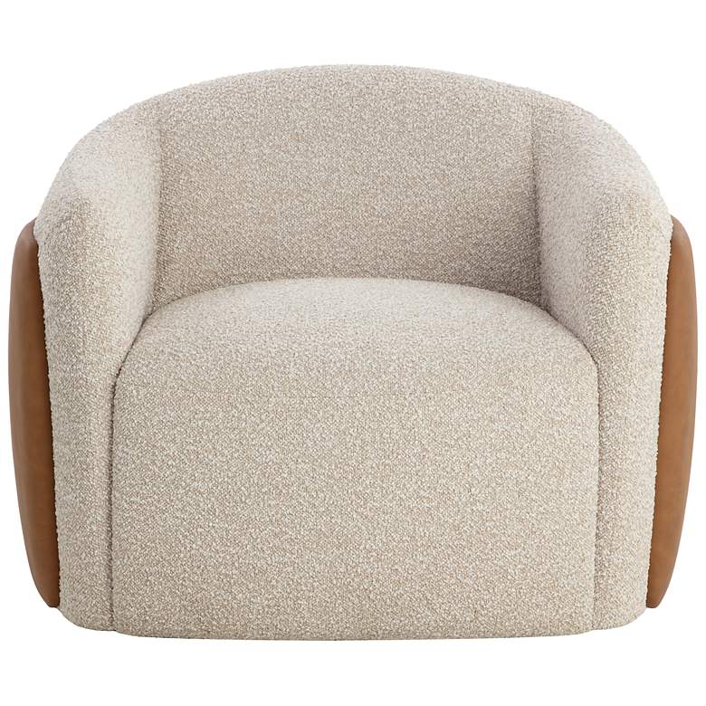 Image 2 Sunpan Caris Swivel Lounge Chair Santa Cruz Oatmeal and Milliken Cognac more views