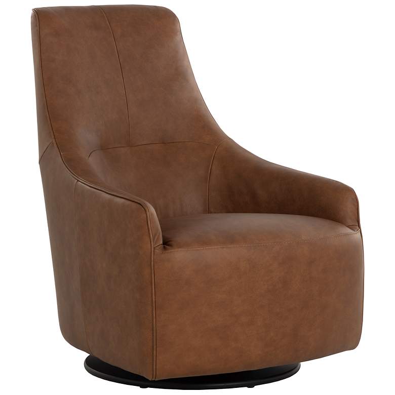 Image 2 Sunpan Carmine Swivel Lounge Chair Cognac Leather more views