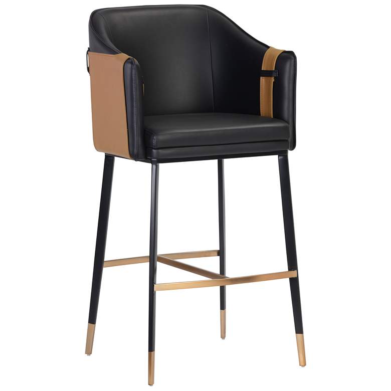 Image 1 Sunpan Carter Barstool Napa Black and Napa Cognac