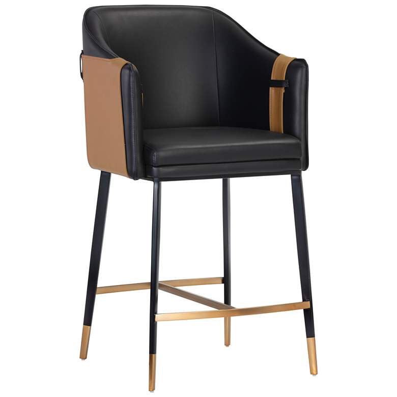 Image 1 Sunpan Carter Counter Stool Napa Black and Napa Cognac
