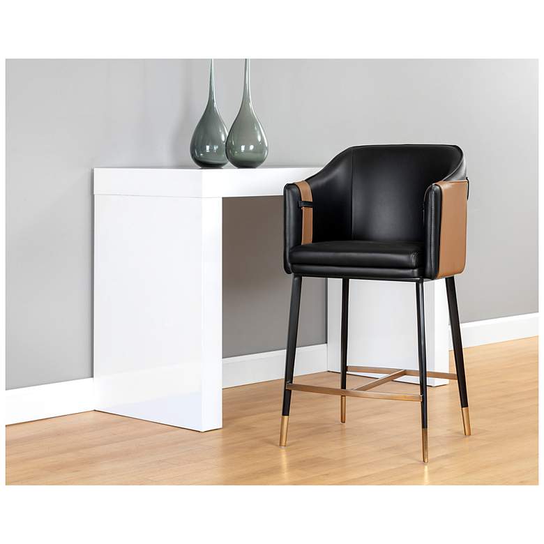 Image 5 Sunpan Carter Counter Stool Napa Black and Napa Cognac more views