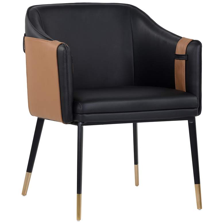Image 1 Sunpan Carter Dining Armchair Napa Black and Napa Cognac