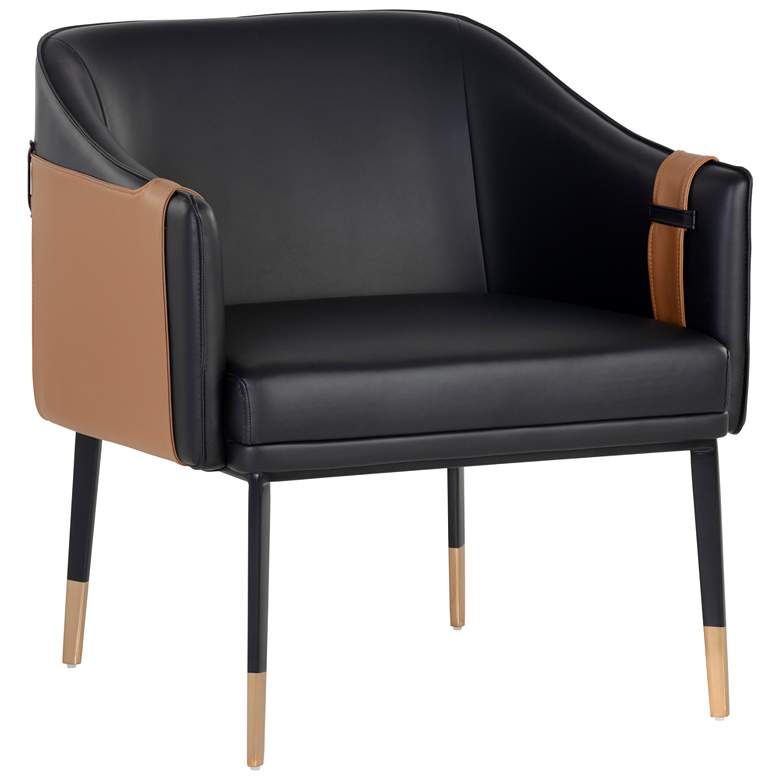 Image 1 Sunpan Carter Lounge Chair Napa Black and Napa Cognac