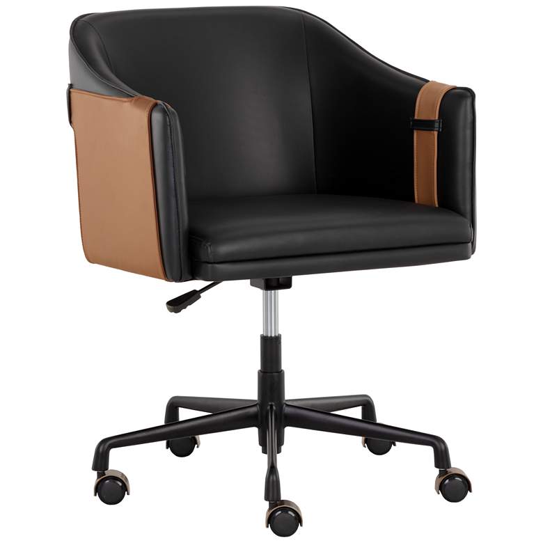 Image 1 Sunpan Carter Office Chair Napa Black and Napa Cognac