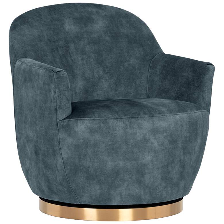 Image 1 Sunpan Casey 30" Wide Nono Petrol Fabric Swivel Lounge Chair