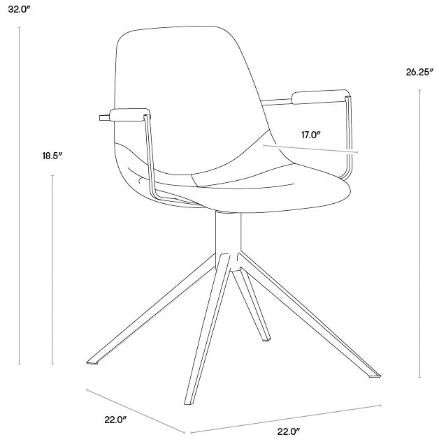 Sunpan Cassius Swivel Dining Armchair Abbington Black and Bravo Black