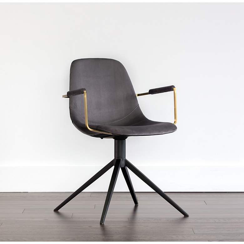 Image 1 Sunpan Cassius Swivel Dining Armchair Slate Tint and Nightfall Black
