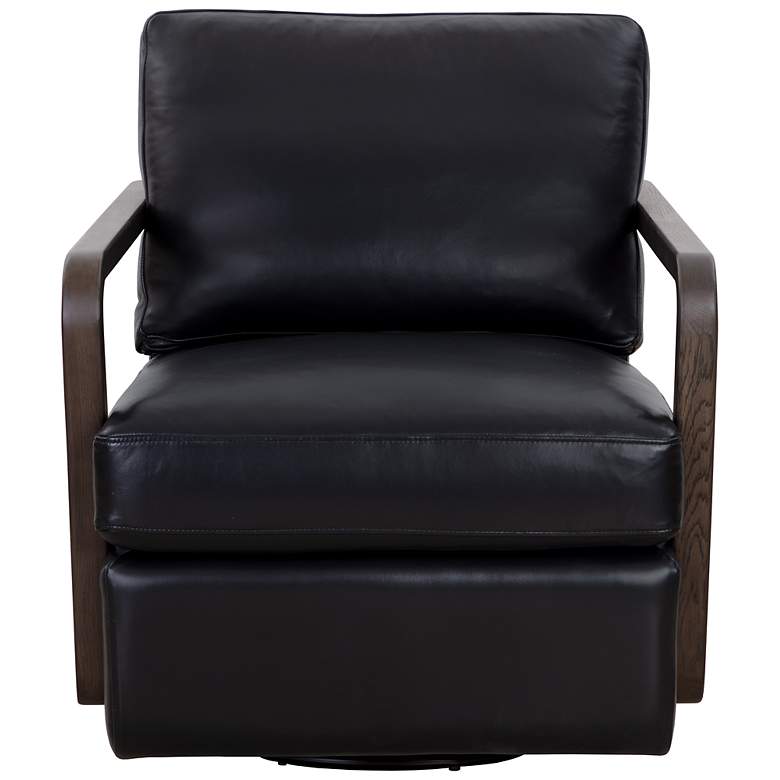 Image 2 Sunpan Castell Swivel Lounge Chair Brown Cortina Black Leather more views