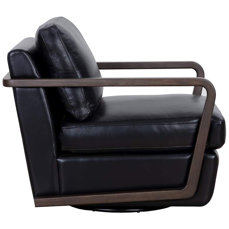 Image 3 Sunpan Castell Swivel Lounge Chair Brown Cortina Black Leather more views