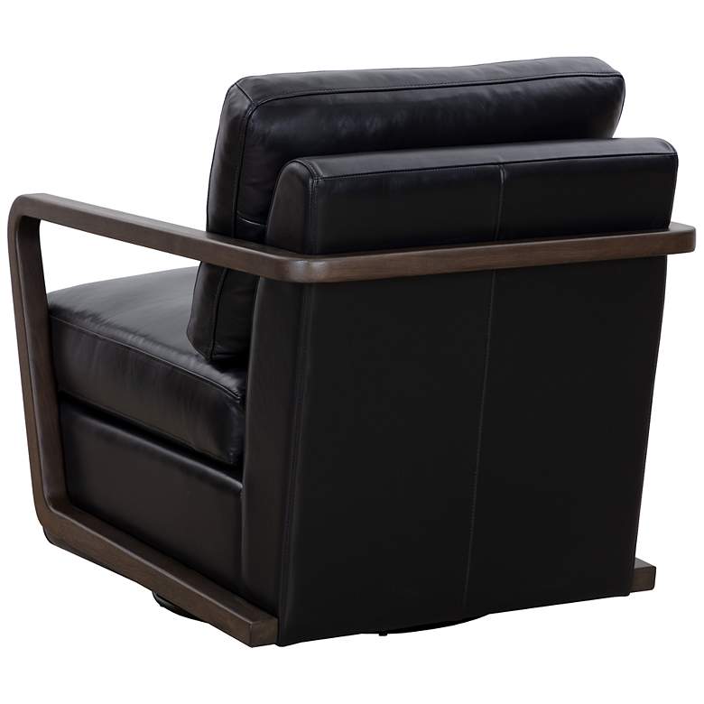 Image 4 Sunpan Castell Swivel Lounge Chair Brown Cortina Black Leather more views