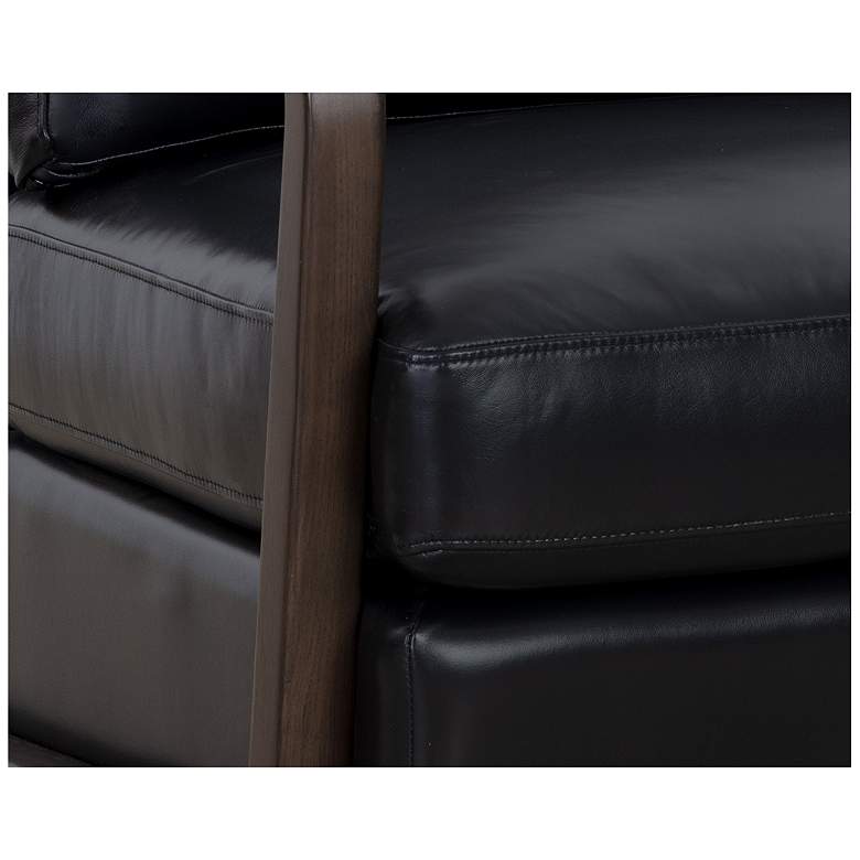 Image 5 Sunpan Castell Swivel Lounge Chair Brown Cortina Black Leather more views